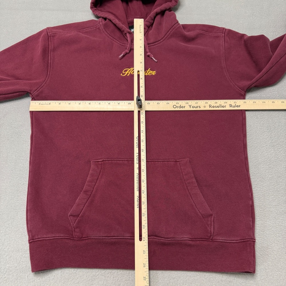 Hollister Hoodie Mens M Burgundy Embroidered Logo Pullover Fleece Sweatshirt - Picture 5 of 7